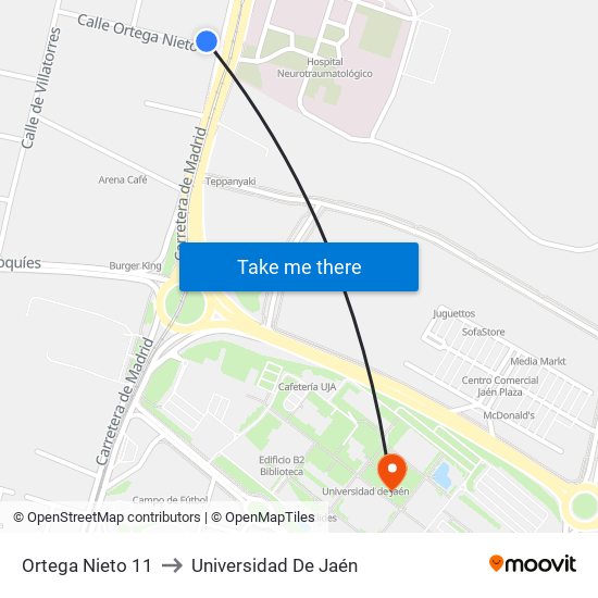 Ortega Nieto 11 to Universidad De Jaén map