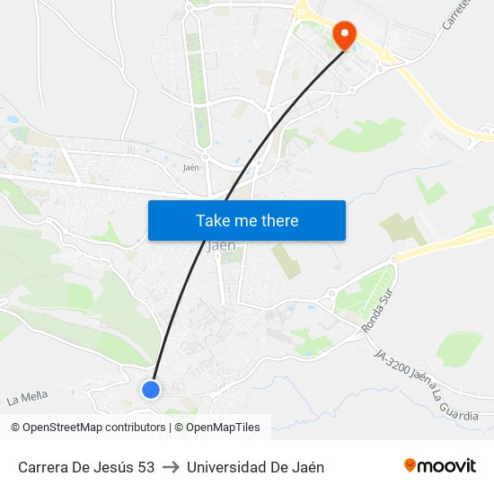 Carrera De Jesús 53 to Universidad De Jaén map