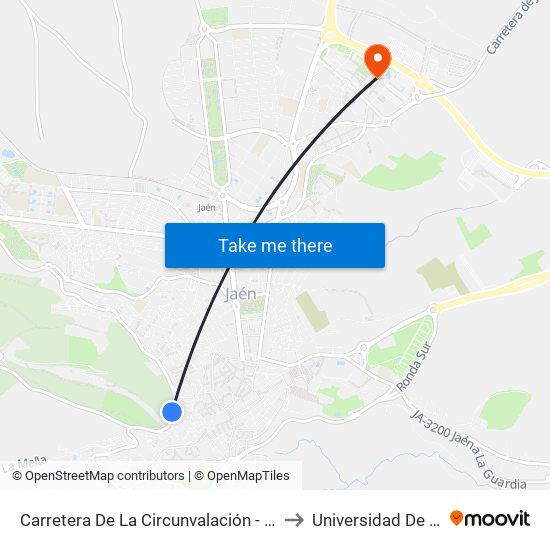 Carretera De La Circunvalación - Mirador to Universidad De Jaén map