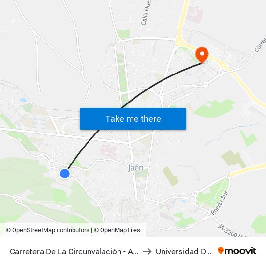 Carretera De La Circunvalación - Antonio Díaz to Universidad De Jaén map