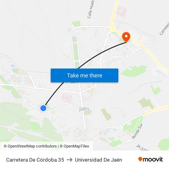 Carretera De Córdoba 35 to Universidad De Jaén map