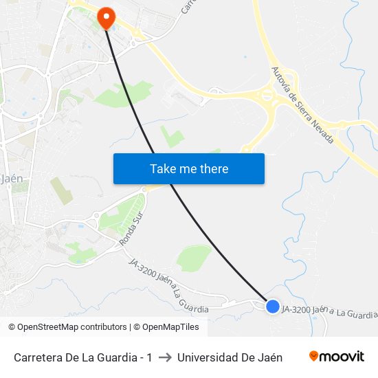 Carretera De La Guardia - 1 to Universidad De Jaén map