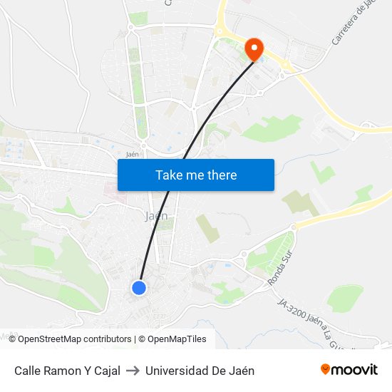 Calle Ramon Y Cajal to Universidad De Jaén map