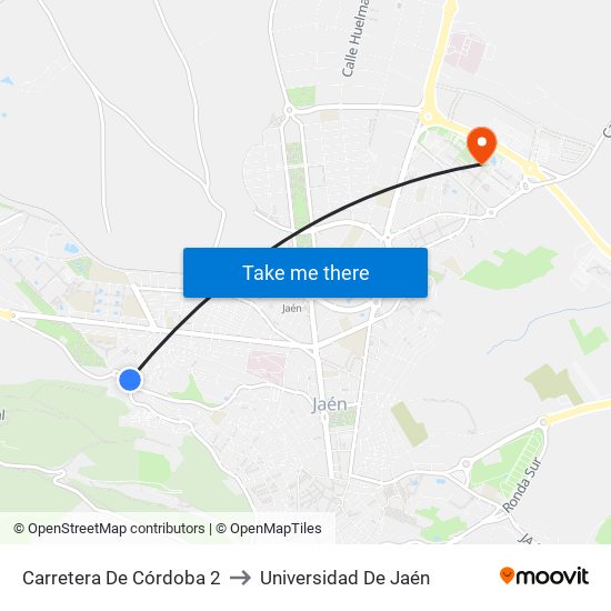 Carretera De Córdoba 2 to Universidad De Jaén map