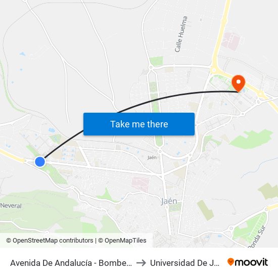 Avenida De Andalucía - Bomberos to Universidad De Jaén map