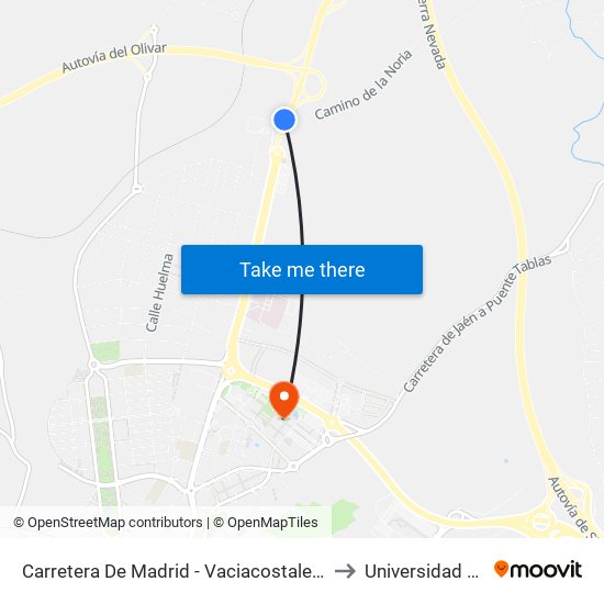 Carretera De Madrid - Vaciacostales (Sentido Jaén) to Universidad De Jaén map