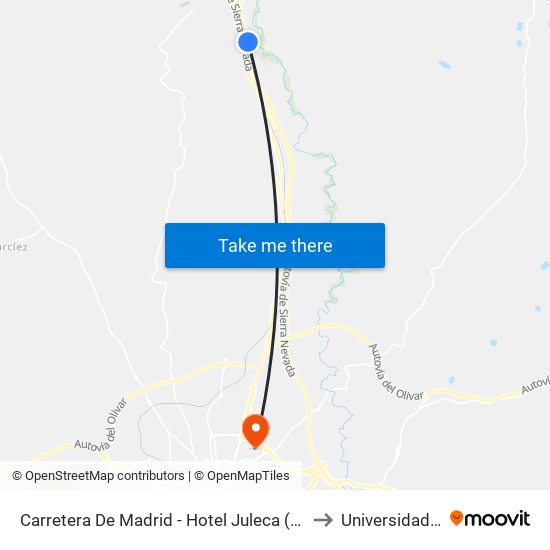 Carretera De Madrid - Hotel Juleca (Sentido Las Infantas) to Universidad De Jaén map