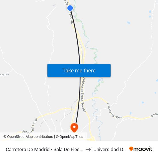 Carretera De Madrid - Sala De Fiestas 'Fantasía' to Universidad De Jaén map