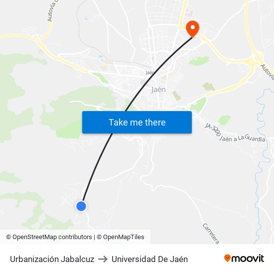 Urbanización Jabalcuz to Universidad De Jaén map