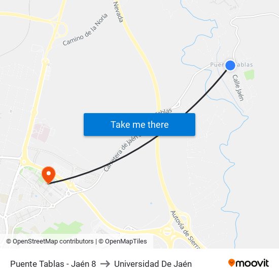 Puente Tablas - Jaén 8 to Universidad De Jaén map