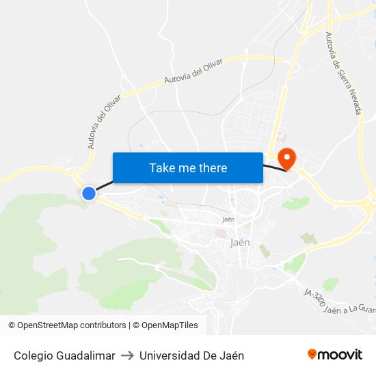 Colegio Guadalimar to Universidad De Jaén map