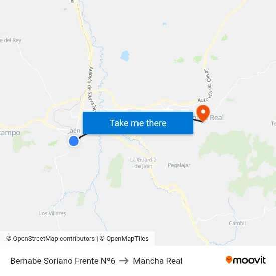 Bernabe Soriano Frente Nº6 to Mancha Real map
