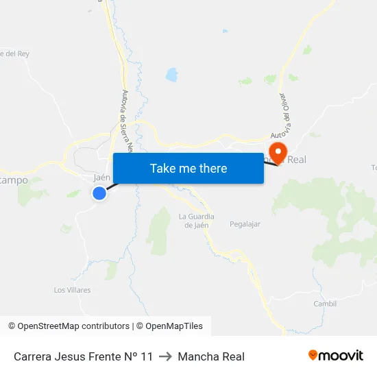 Carrera Jesus Frente Nº 11 to Mancha Real map
