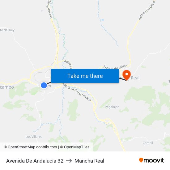 Avenida De Andalucía 32 to Mancha Real map