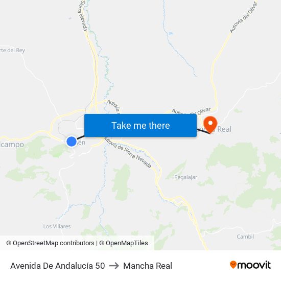 Avenida De Andalucía 50 to Mancha Real map