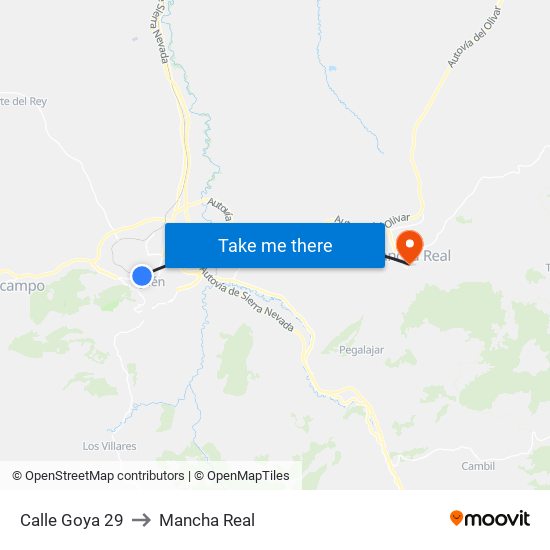 Calle Goya 29 to Mancha Real map