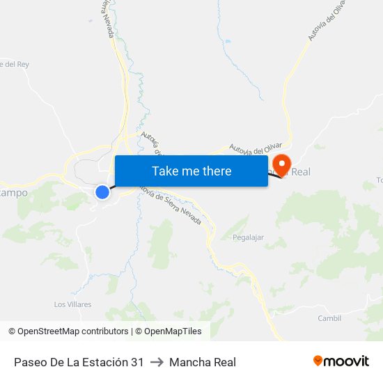 Paseo De La Estación 31 to Mancha Real map