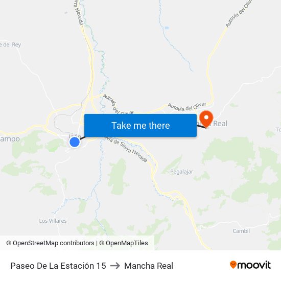 Paseo De La Estación 15 to Mancha Real map