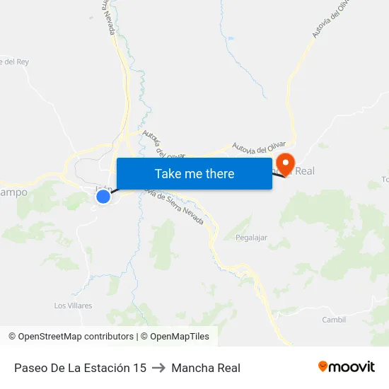 Paseo De La Estación 15 to Mancha Real map