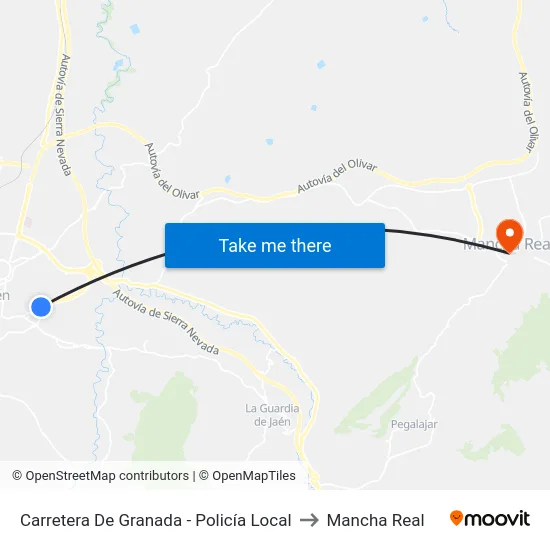 Carretera De Granada - Policía Local to Mancha Real map