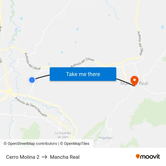 Cerro Molina 2 to Mancha Real map