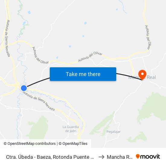 Ctra. Úbeda - Baeza, Rotonda Puente Nuevo to Mancha Real map