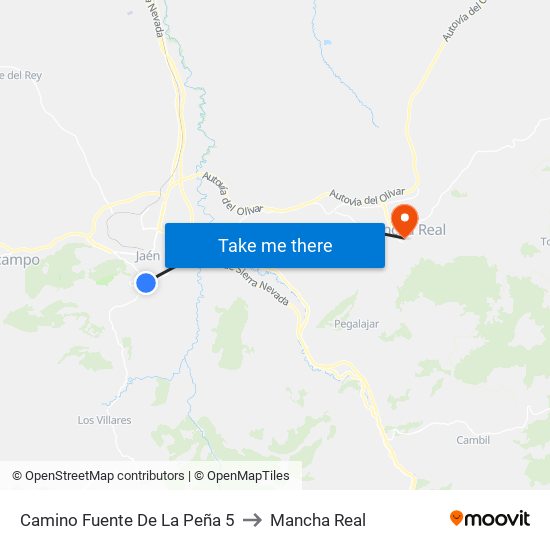Camino Fuente De La Peña 5 to Mancha Real map
