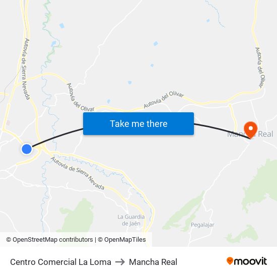 Centro Comercial La Loma to Mancha Real map