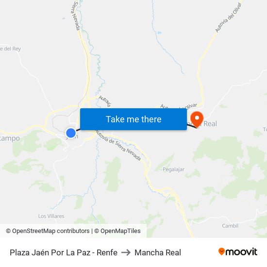 Plaza Jaén Por La Paz - Renfe to Mancha Real map