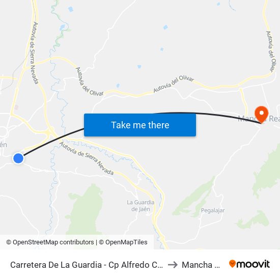 Carretera De La Guardia - Cp Alfredo Cazabán to Mancha Real map