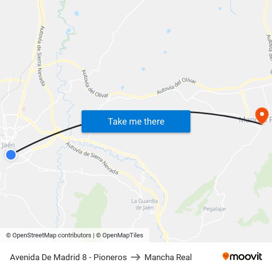 Avenida De Madrid 8 - Pioneros to Mancha Real map