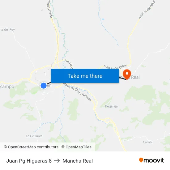 Juan Pg Higueras 8 to Mancha Real map