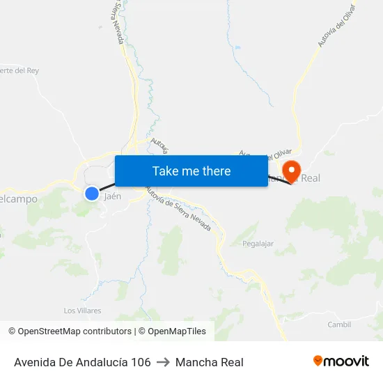 Avenida De Andalucía 106 to Mancha Real map