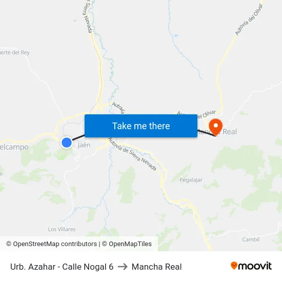Urb. Azahar - Calle Nogal 6 to Mancha Real map