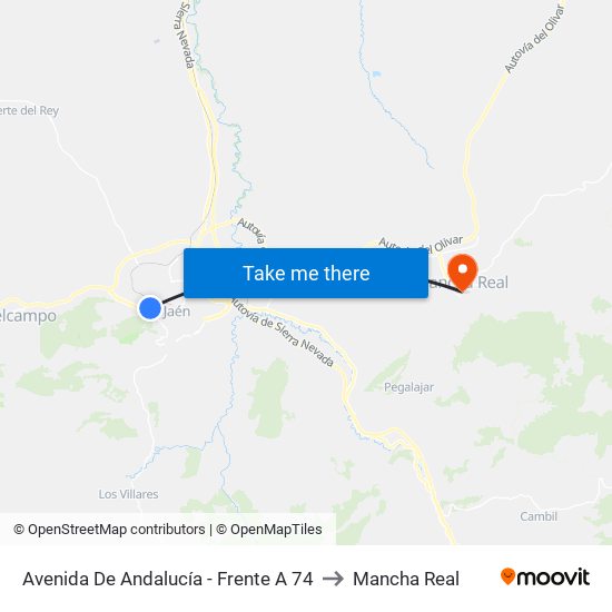 Avenida De Andalucía - Frente A 74 to Mancha Real map