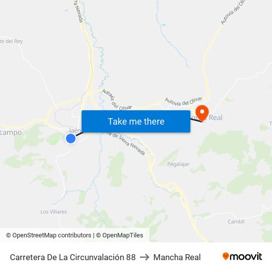 Carretera De La Circunvalación 88 to Mancha Real map