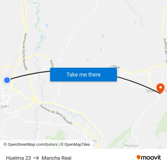 Huelma 23 to Mancha Real map
