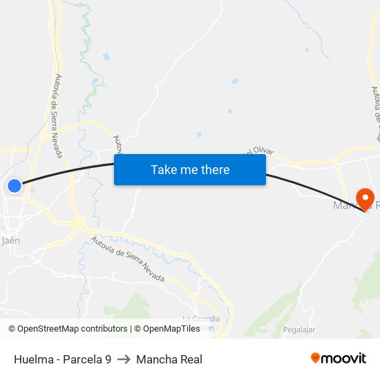 Huelma - Parcela 9 to Mancha Real map