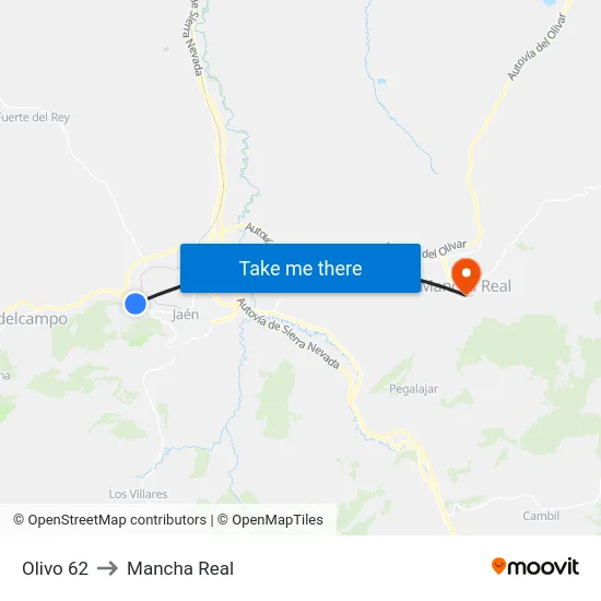 Olivo 62 to Mancha Real map
