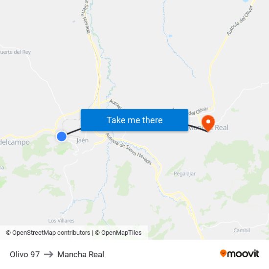 Olivo 97 to Mancha Real map