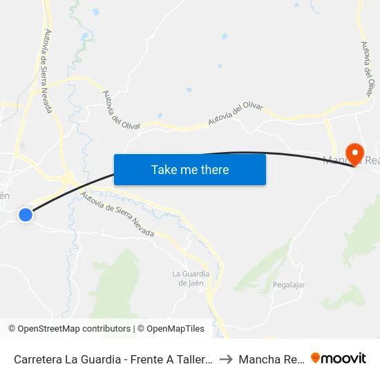 Carretera La Guardia - Frente A Talleres to Mancha Real map