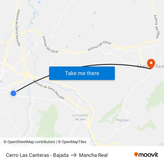 Cerro Las Canteras - Bajada to Mancha Real map