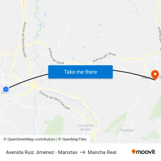 Avenida Ruiz Jiménez - Maristas to Mancha Real map