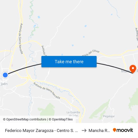 Federico Mayor Zaragoza - Centro S. Down to Mancha Real map
