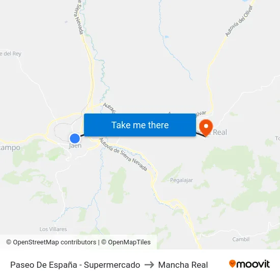 Paseo De España - Supermercado to Mancha Real map