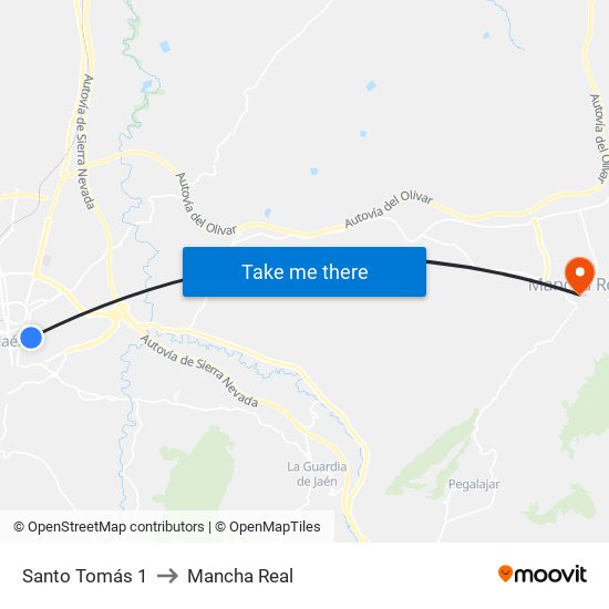 Santo Tomás 1 to Mancha Real map