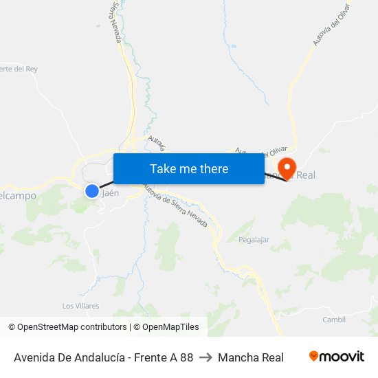 Avenida De Andalucía - Frente A 88 to Mancha Real map