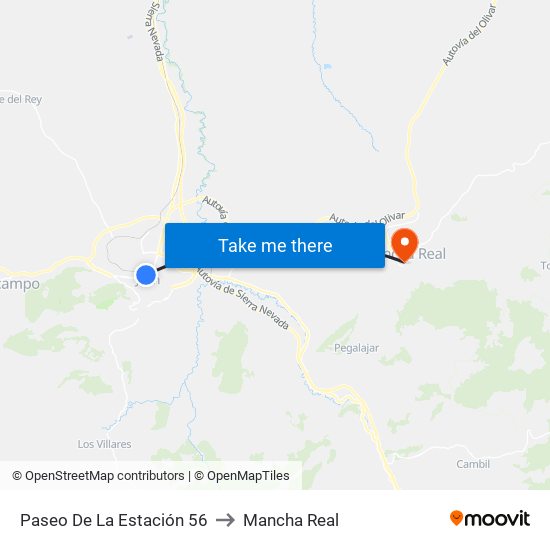 Paseo De La Estación 56 to Mancha Real map