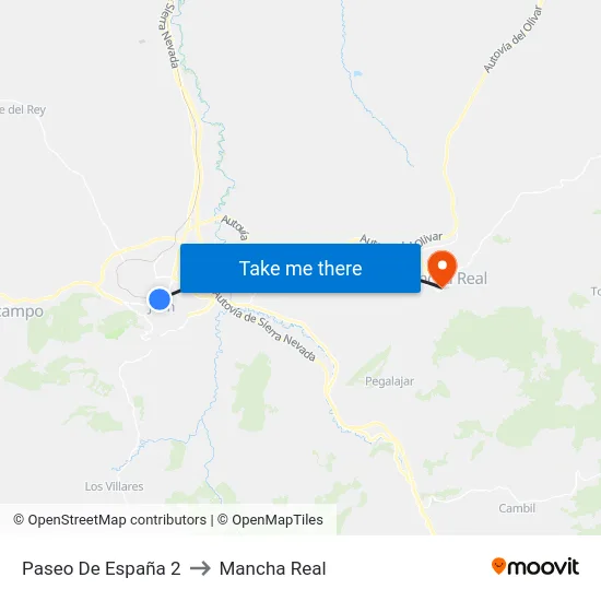 Paseo De España 2 to Mancha Real map