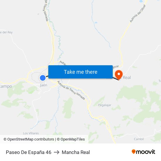 Paseo De España 46 to Mancha Real map